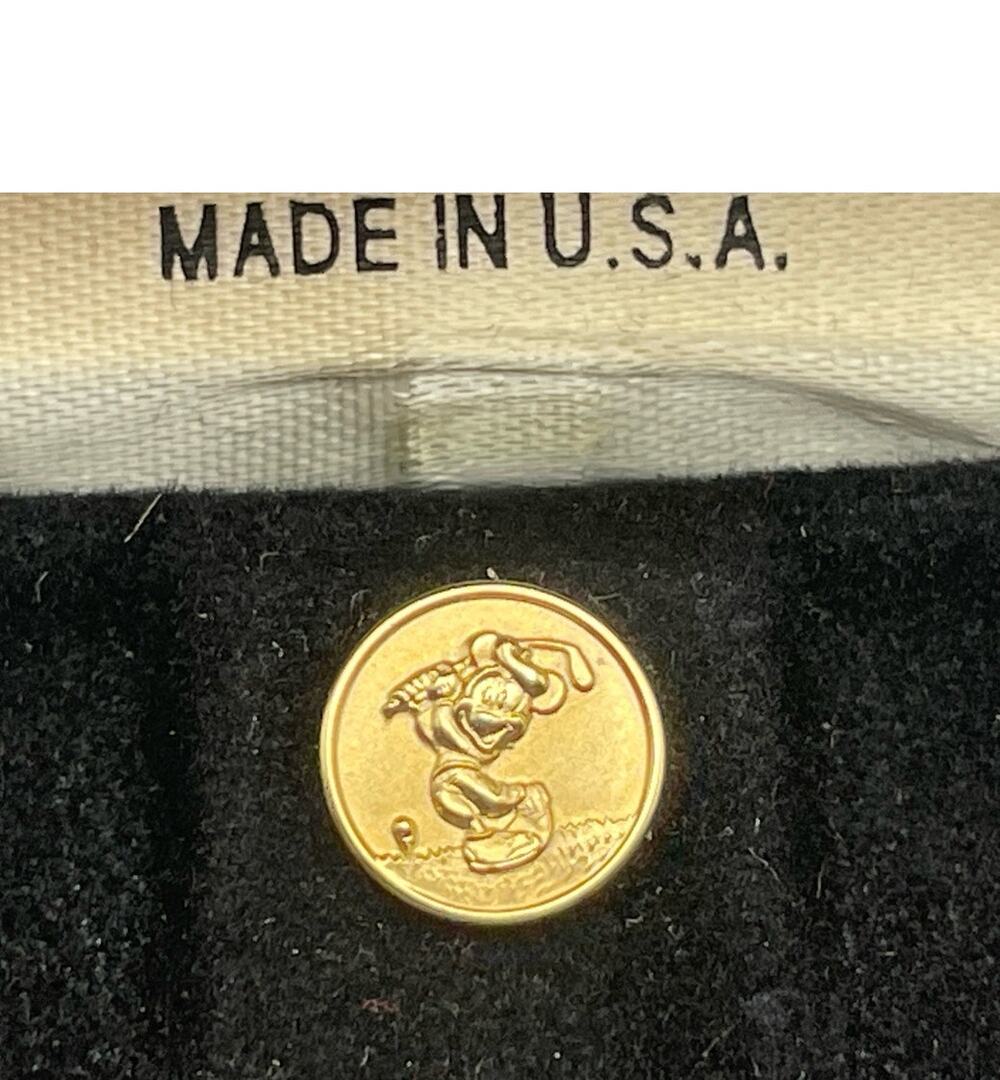 Disney Mickey Collection Golf Gold Tone Tie Pin Golfing Made USA Original Box